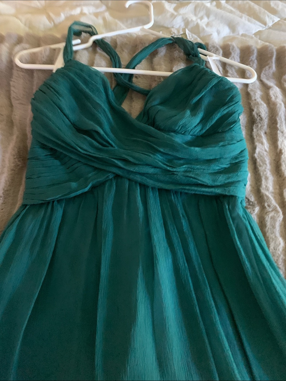 Shoshanna Teal Satin Evening Dress
